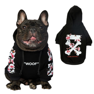 Open image in slideshow, Woof White Cotton Hoodie (Sakura- Black/Pink)
