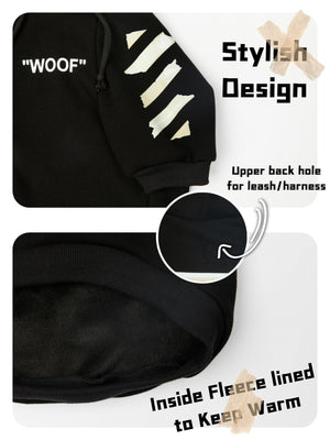 Woof White Cotton Hoodie (Tape Arrows)