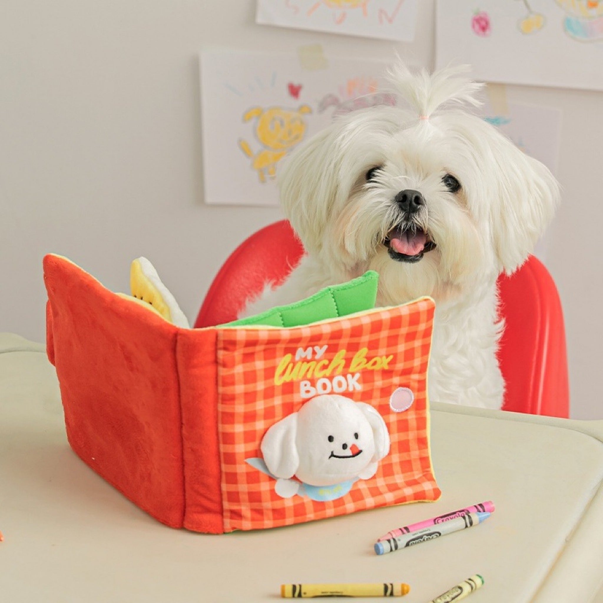 Lunch Book Plush Interactive Dog Toys, Dog Treat Dispenser Toys